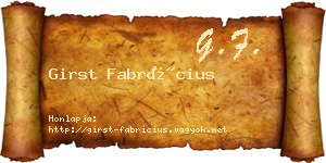Girst Fabrícius névjegykártya